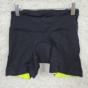 Lululemon Cycling Shorts Women Size 4 Black Padded Reflective Trim Biking Booty